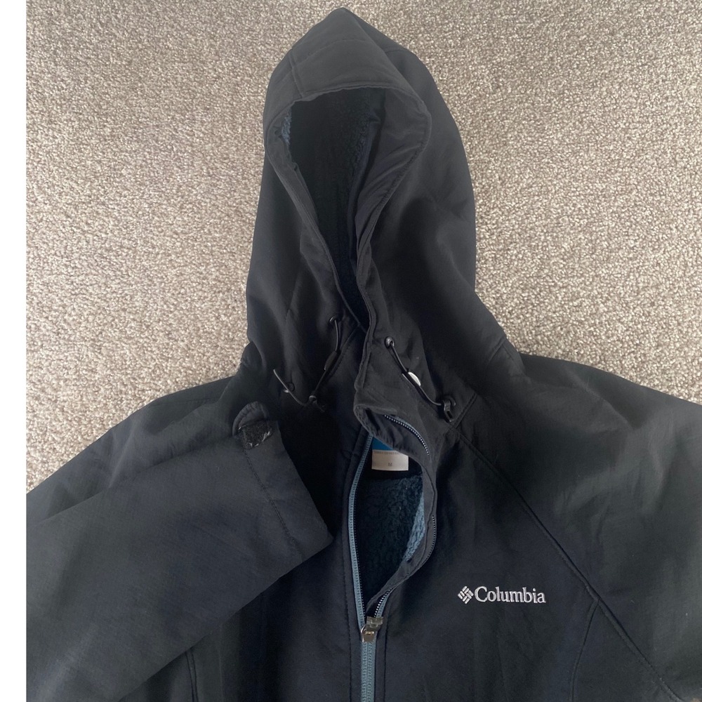 Columbia Omni-Wind Womens Softshell Jacket Black Fleece Lined Hooded Medium